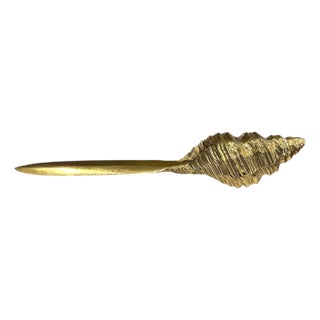 Vintage Brass Coastal / Nautical Conch / Whelk Shell Letter Opener / Knife For Sale