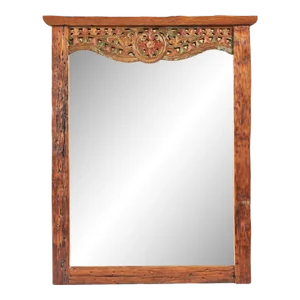 Vintage Balinese Teak Carved Mirror