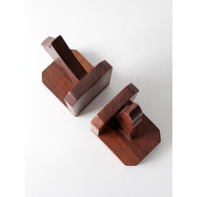 Vintage Carved Wood Dog Bookends Pair For Sale - Image 9 of 14