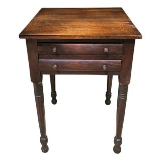 Exceptional, Signed in Graphite, on Bottom Drawer "Russell" #31, an American Federal/Sheraton Period 2 Drawer End Table For Sale