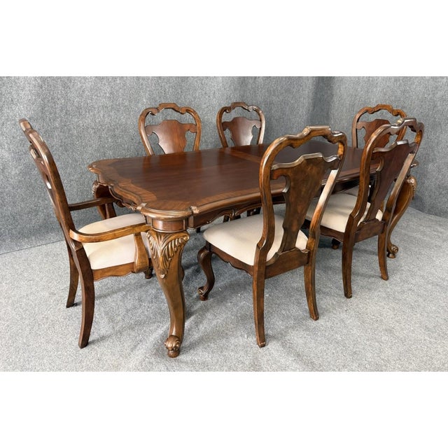 Traditional 7 Piece Banded Dining Set With Cabriole Legs For Sale - Image 3 of 17