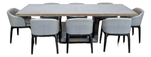 Moniker Home Modern Extendable Dining Table With 8 Restoration Hardware Leather Chairs