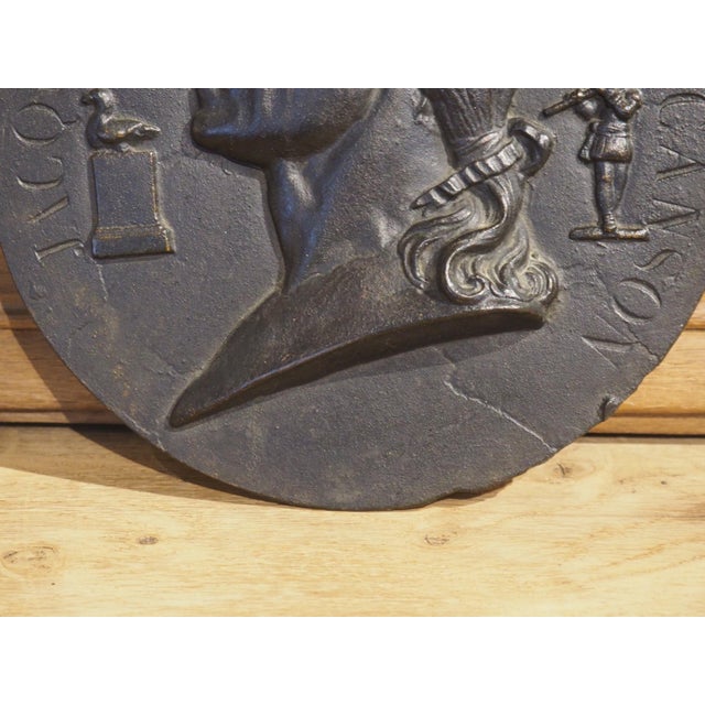 19th Century French Cast Iron Profile of Jacques De Vaucanson, Diam. 9 Inches For Sale - Image 4 of 12