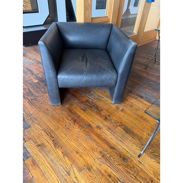 Gary Lee for Niedermeier Black Leather Architectural Armchair, Mid-1990s For Sale In Chicago - Image 6 of 13