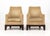 Pair of Romeo Sozzi for Promemoria "Aziza Alta" Arm Chairs, each upholstered in beige on circular wood base with four...