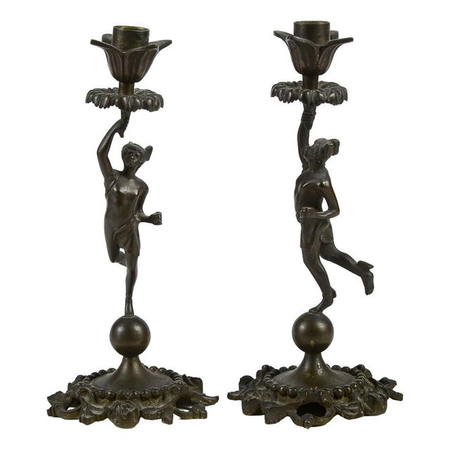 Bronze Candleholders, Set of 2 For Sale - Image 9 of 9