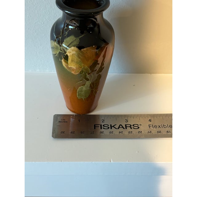 Ceramic 1900s Antique Roseville Rozane Royal Miniature Standard Glaze Floral Cabinet Vase - Shape 15 For Sale - Image 7 of 8