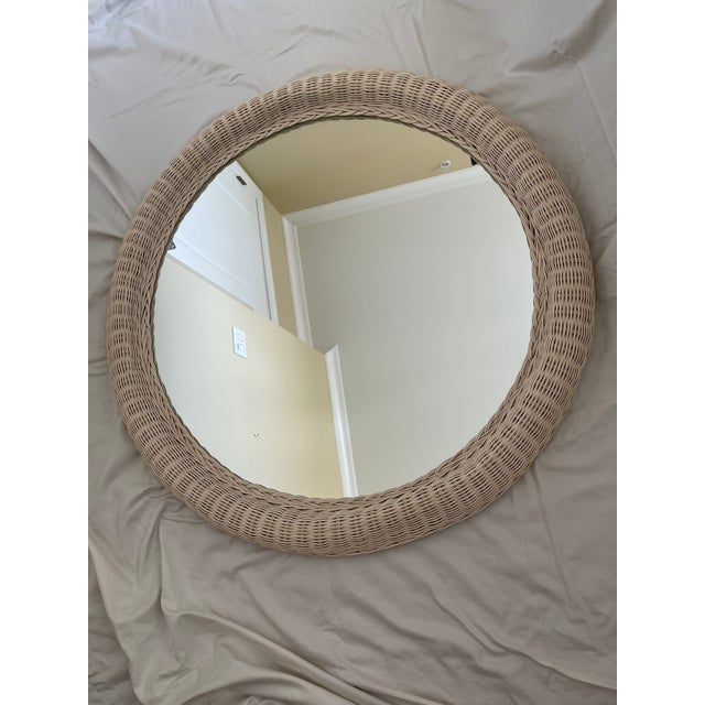 1980’s Vintage Round Wicker Rattan Mirror Chairish
