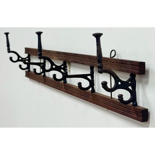Vintage Collapsible Wood and Cast Iron Wall Hook For Sale In Kansas City - Image 6 of 7