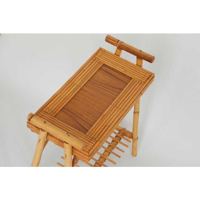 Mid-Century Modern Mid-Century Italian Rattan and Bamboo Side Table attributed to Vivai del Sud, 1970s For Sale - Image 3 of 14