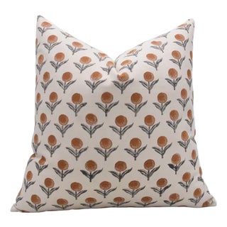 Fabdivine Throw Pillow Cover 18x18 Inch Handmade Block Print - Genda Pushp For Sale