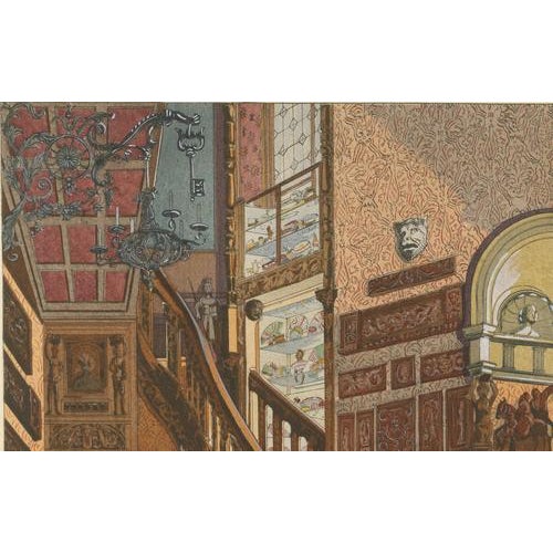 After Henry dAllemagne, Renaissance Stair Hall with Armored Knight Figure, 1900, Print For Sale - Image 6 of 10