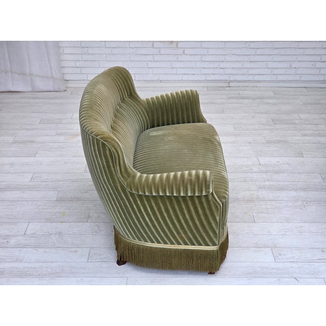 1950s Danish 2-Seater Sofa in Velour and Beech, 1960s For Sale - Image 5 of 18