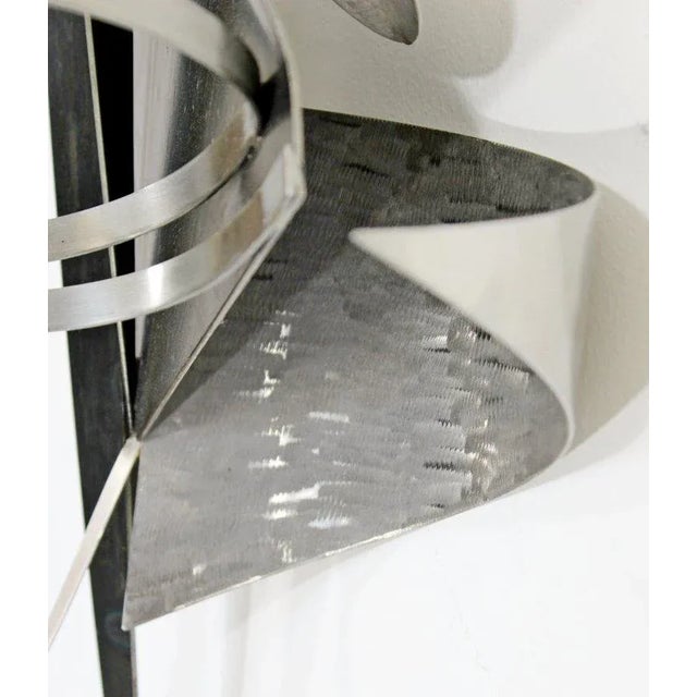 Gray 1990s Vintage Contemporary Signed Steel Metal Wall Sculpture by Christiane Martens For Sale - Image 8 of 10