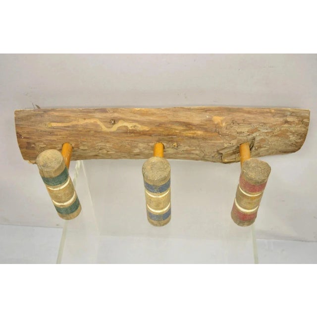 Vintage Farmhouse Croquet Mallet Repurposed Wall Hook Hat Coat Rack Shelf Holder For Sale - Image 4 of 10