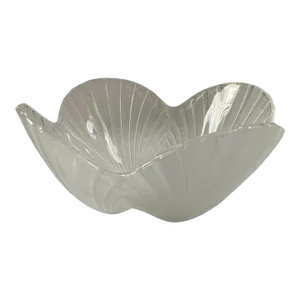 Vintage Frosted Glass Shell Motif Decorative Bowl, Circa 1990