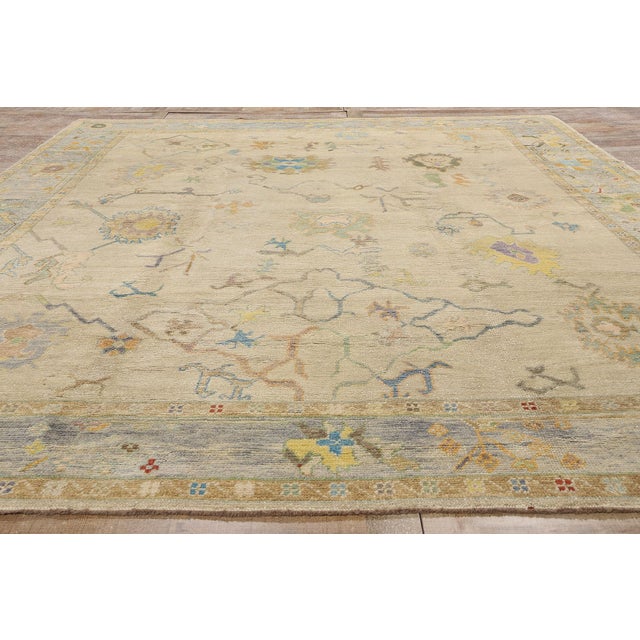 Beige Vintage Modern Turkish Oushak Rug - 10'03 X 13'09 For Sale - Image 8 of 9