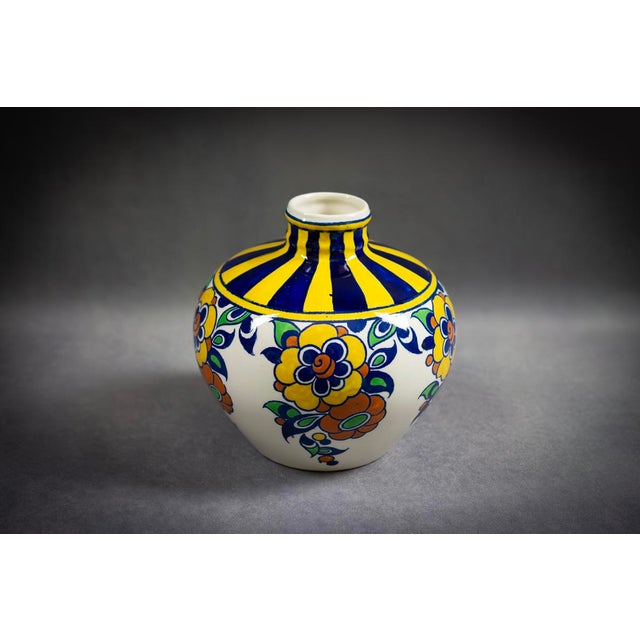 Art Deco Spinning Top Vase in Polychrome Glazed Earthenware by Charles Catteau for Boch Frères Kéramis, 1920s For Sale - Image 11 of 11