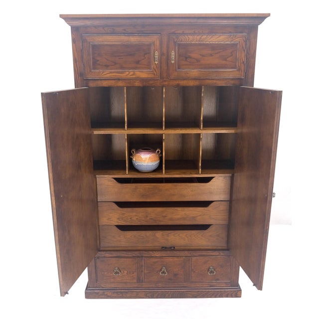 Henredon Oak Linen Press Cupboard Chest of Drawers Armoire Lots of Storage MINT For Sale - Image 6 of 10