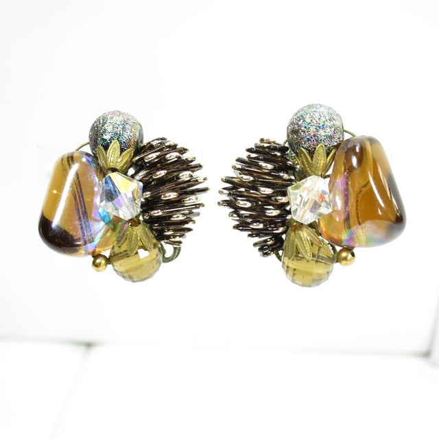 Brown Vintage 1950s Multi-Strand Amber Art Glass Necklace Set - 3 Pieces For Sale - Image 8 of 11