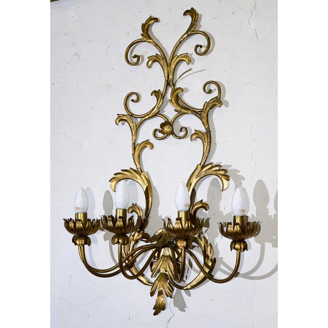 5-Light Wall Lamp in Golden Brown Iron For Sale - Image 4 of 12