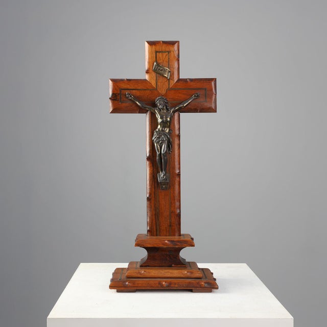 French Oak and Copper Crucifix, 1920 For Sale - Image 13 of 13