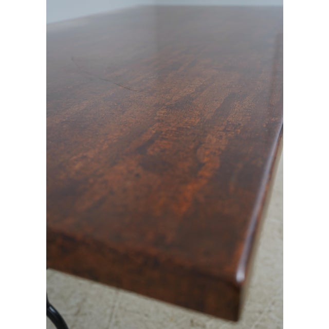 Metal Scrolled Iron Base Coconut Top Dining Room Table For Sale - Image 7 of 14