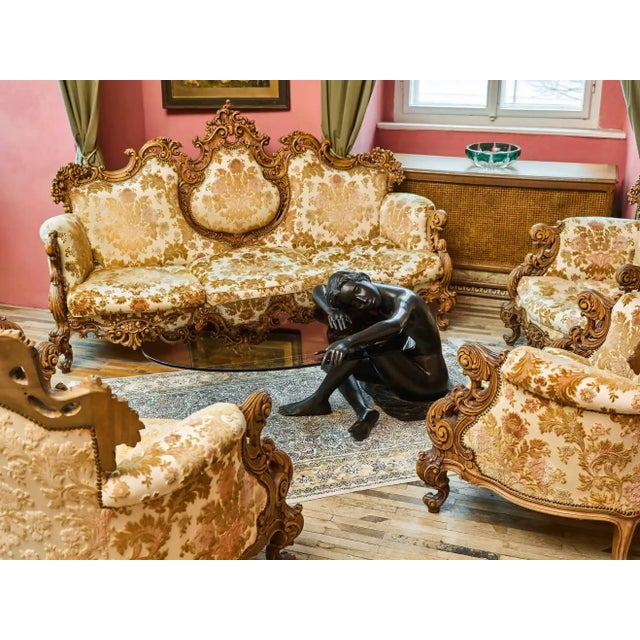 Bronze Coffee Table with Statue of a Young Woman For Sale - Image 3 of 11