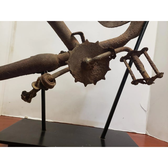 Ebony Vintage 1940s-50's Bicycle Sculpture With Stand For Sale - Image 8 of 11