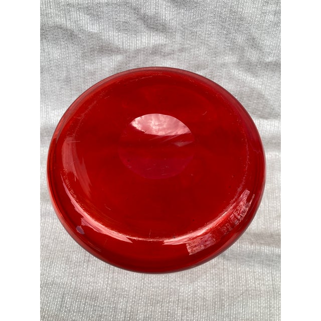 Vintage Reddish Orange Art Glass Kosta Boda Bottle For Sale - Image 13 of 14