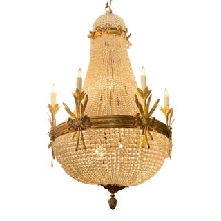 French Louis XVI Style Gilt Bronze and Crystal Basket Chandeliers For Sale