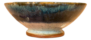Gene Farkus Ceramic Footed Bowl With Variegated Glaze