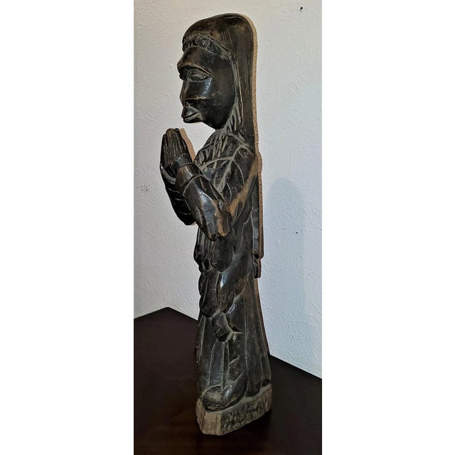 Vintage African Carved Wooden Nun For Sale In Dallas - Image 6 of 11