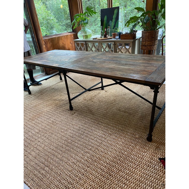 2000 - 2009 Vintage Salvaged European Solid Wood and Iron Table From Retired Restoration Hardware Collection For Sale - Image 5 of 8