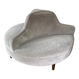 1960s Vintage Velvet Circular Three Seat Settee For Sale