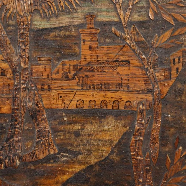 Unknown, Killing of Abel, Wood Inlay, Framed For Sale - Image 6 of 12