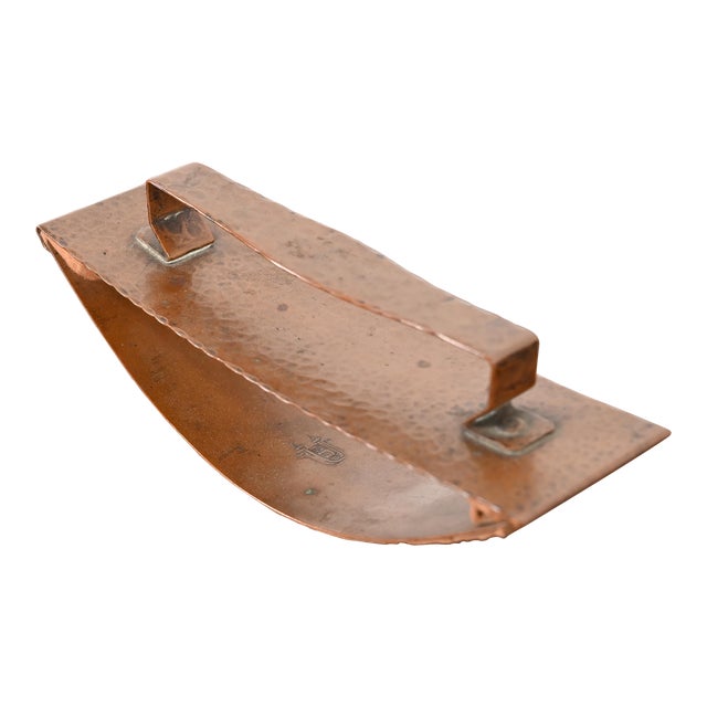 Signed Gustav Stickley Arts & Crafts Hammered Copper Rocker Blotter For Sale