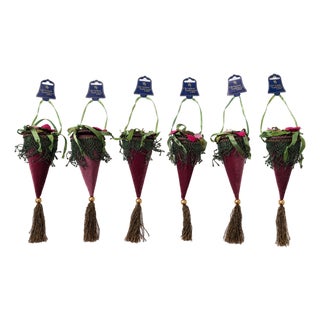 Unused Christmas Traditions by Aldik Mauve Purple Tassel Ornaments — Set of 6 For Sale