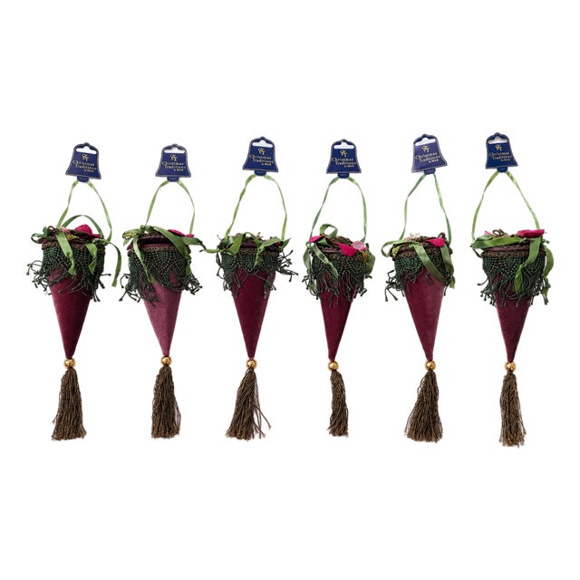 Unused Christmas Traditions by Aldik Mauve Purple Tassel Ornaments — Set of 6 For Sale