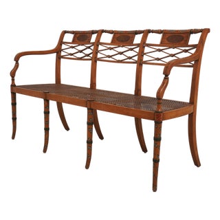 Adams Triple Back Painted Decorated Settee For Sale