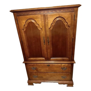 Vintage Late 20th Century Stanley Furniture Corporation “Open Home” Chippendale Armoire Wardrobe Cabinet For Sale