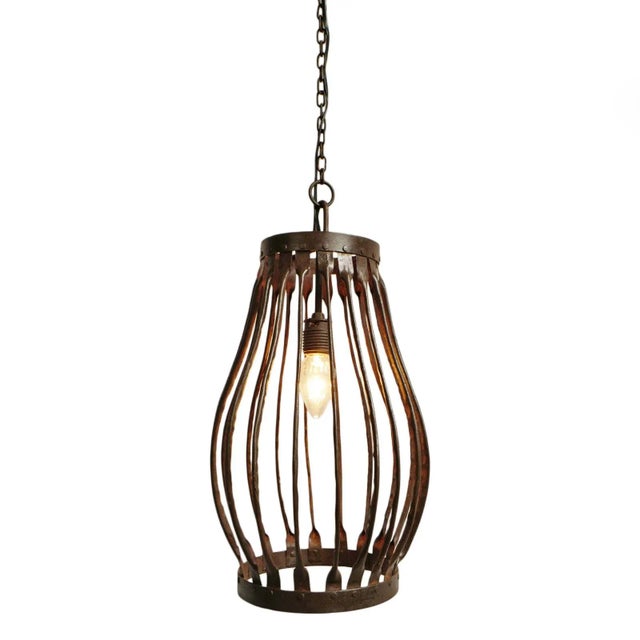 Farmhouse Vintage Industrial Iron Farm Pendant Light For Sale - Image 3 of 6
