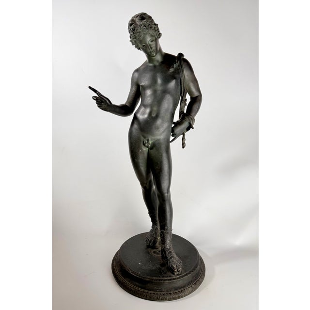 Signed Antique Grand Tour Bronze Model No. 72 Narcissus (Bacchus) Sculpture from Fonderia Artistica Sommer, Naples, 1890-1910 For Sale - Image 3 of 13