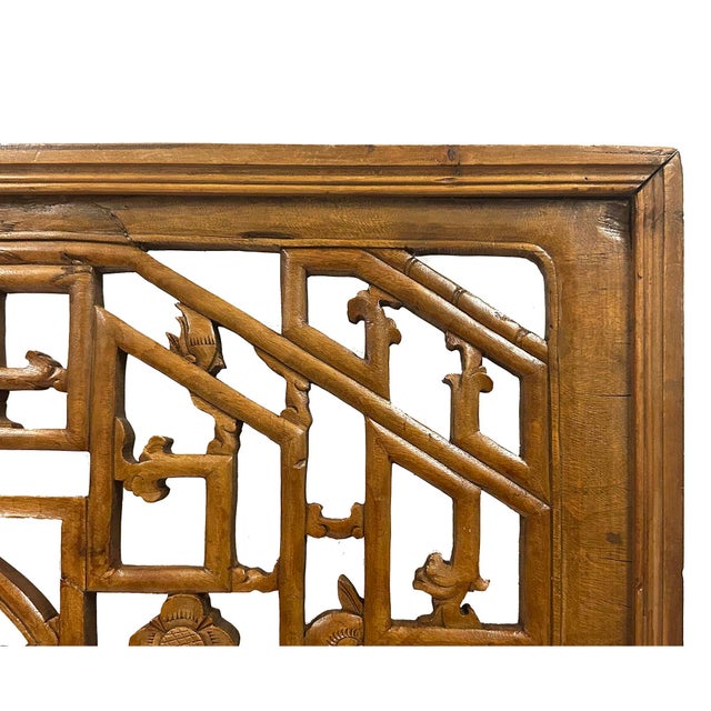 Wood Mid-20th Century Chinese Carved Wooden Window Lattice Panel For Sale - Image 7 of 9