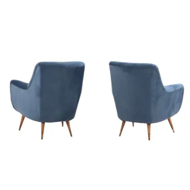 Pair of Italian Mid-Century Modern Upholstered Club Chairs For Sale In Tampa - Image 6 of 7