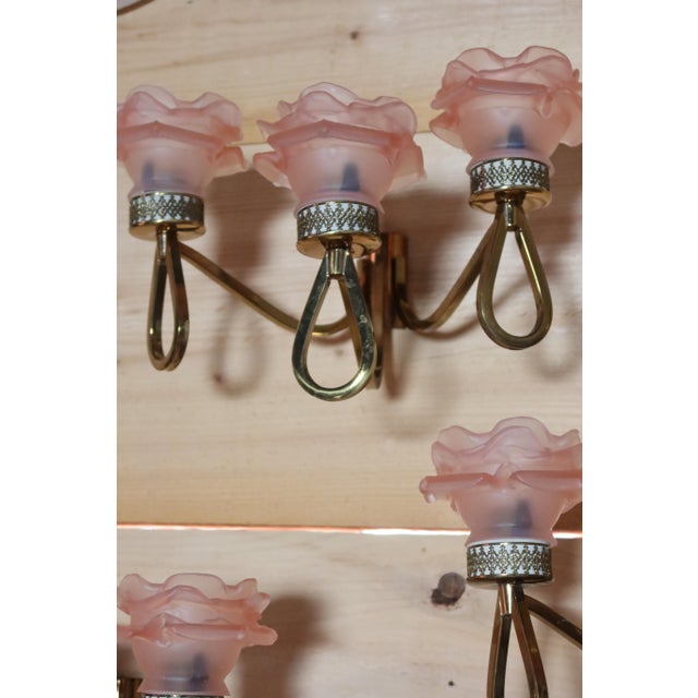 1980s Vintage Brass Wall Lights, 1980s, Set of 3 For Sale - Image 5 of 6