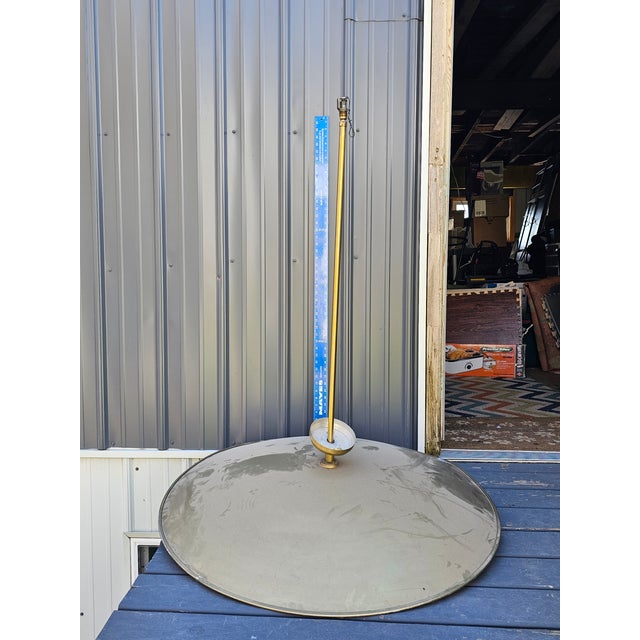 Metal Vintage Large (36" Diameter) Gold Hanging Pendant "Ufo" Light Fixture For Sale - Image 7 of 9