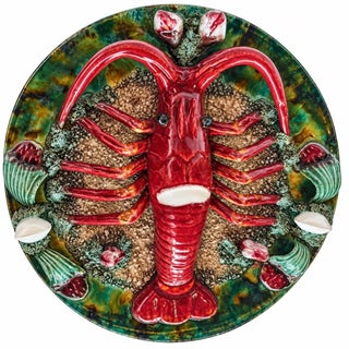 French Majolica Palissy Ware Lobster Charger For Sale
