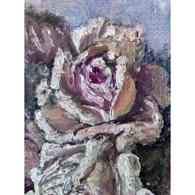 Rustic European Vintage Original Flower Oil Painting, Signed Flower Still Life Art For Sale - Image 3 of 13