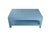Modern Karl Springer Style Modern Light Blue Linen-Raffia Coffee Table. With Four Brass Sabot For Sale - Image 3 of 10